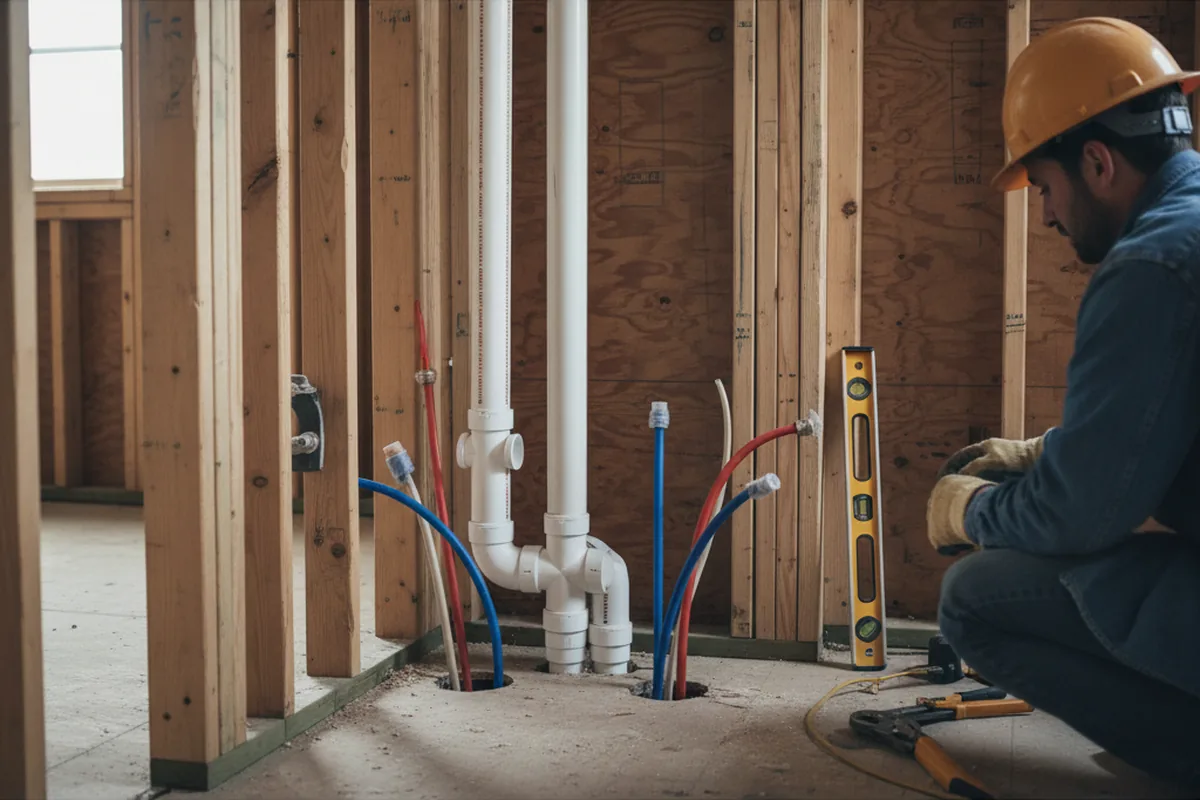 Drain and supply rough-in during Garbage Disposal Repair in Lacon